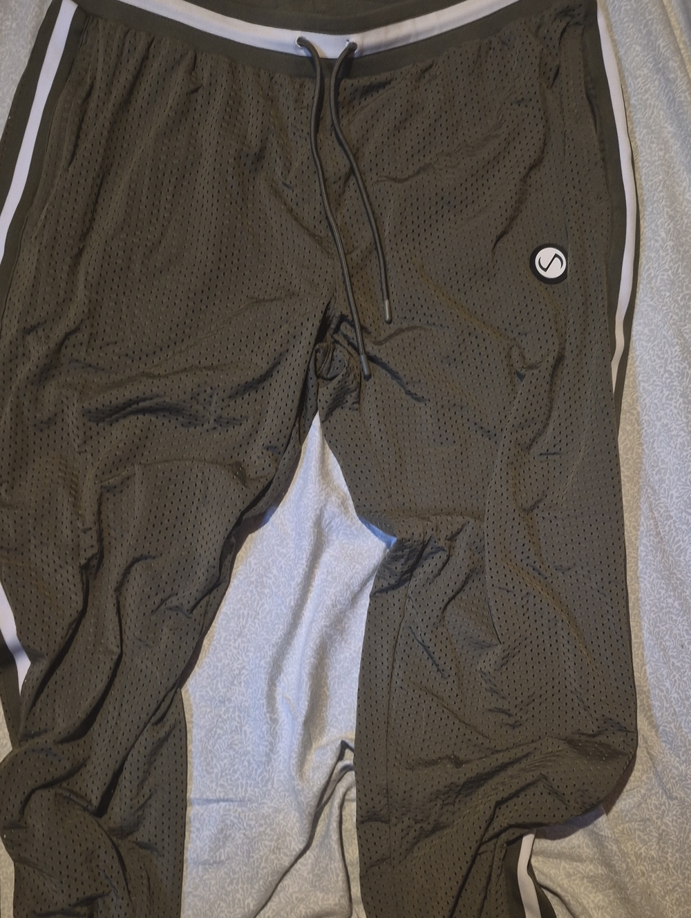Men's Black Mesh Joggers with White Side Stripe
